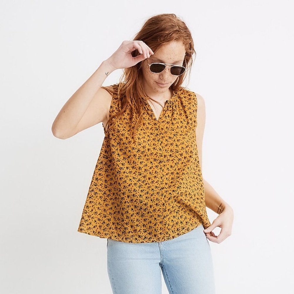 Madewell Shirred Shell Tank in Calico Floral